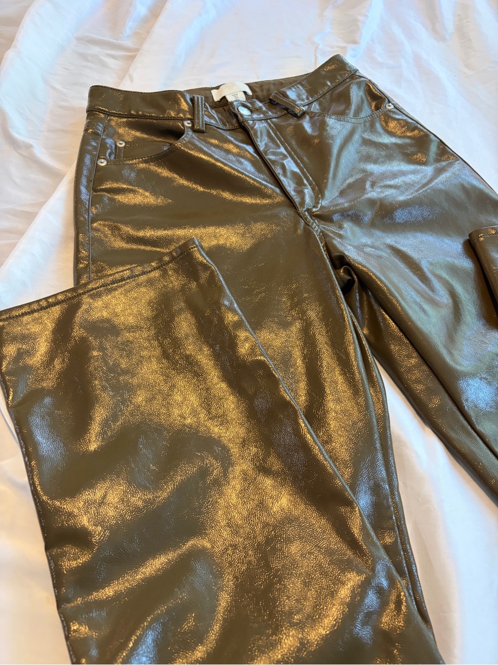 H&M Faux Leather Womens Pants with wide legs  Sizes 6